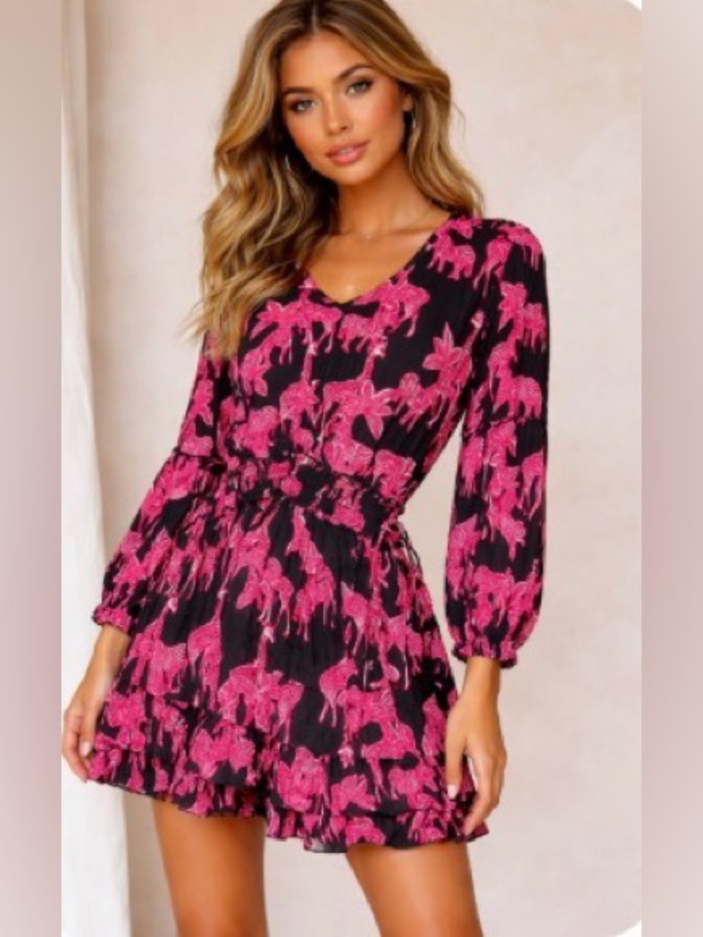 TAJ Pink Long Sleeve Dress